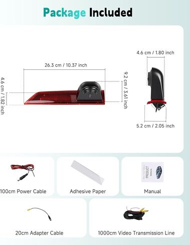 Brake Light Backup Camera for Ford Transit 2012-2015, High Mount Third Brake Light Reverse Camera, HD Rear View Parking Camera with Night Vision, Wide Angle, IP67 Waterproof, OEM Fit (No Light Board) in Saudi Arabia