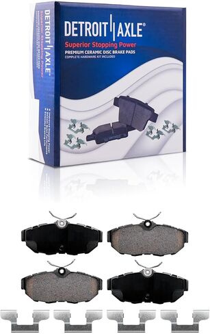 Detroit Axle - 10pc Brake Kit for 2011-2014 Ford Mustang, Drilled and Slotted Disc Brake Rotors Ceramic Brakes Pads w/Hardware 2012 2013 Replacement: 13.98" inch Front and 11.81" inch Rear Rotors in Kuwait