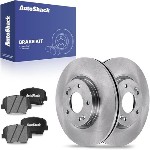 AutoShack Front Brake Rotors & Ceramic Pads for Kia, Sorento 2011-2013, AWD FWD L4 2.4L V6 3.5L - Coated Drilled & Slotted - Silver Matte Finish - TurboGuard - 11.81" (300 mm), 5-Lug in Kuwait
