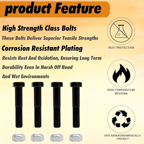 4 Set Of 9/16" -18 X 3" Trailer Leaf Spring Shackle Bolts with Lock Nuts fit for 1-3/4" Wide Leaf Spring & Double Eye Leaf Springs, for 2,000lb and 3,500lb Axles in Saudi Arabia