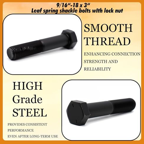 4 Set Of 9/16" -18 X 3" Trailer Leaf Spring Shackle Bolts with Lock Nuts fit for 1-3/4" Wide Leaf Spring & Double Eye Leaf Springs, for 2,000lb and 3,500lb Axles in Saudi Arabia
