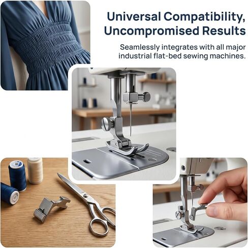 1pc Industrial Sewing Machine Pleating Presser Foot, P5W Double-Layer Shrink Attachment for Flatbed Machines - Silvery Gray, Wrinkle Presser, Sewing Machine Accessories in Kuwait