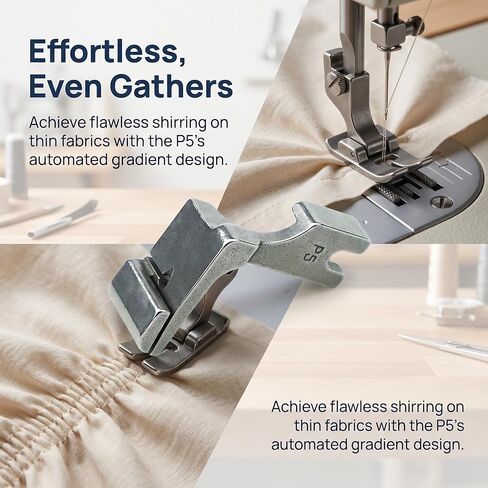 1pc Industrial Sewing Machine Pleating Presser Foot, P5W Double-Layer Shrink Attachment for Flatbed Machines - Silvery Gray, Wrinkle Presser, Sewing Machine Accessories in Kuwait
