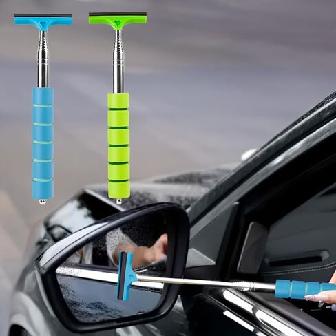 2 Pcs Car Mirror Squeegee-Retractable Side Mirror Squeegee,Portable Handheld Vehicle Glass Cleaning Tool Universal in Kuwait