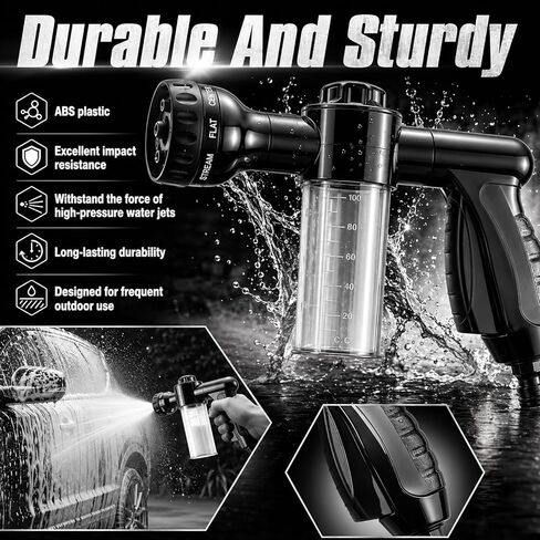 Car Wash Foam Gun,High Pressure Foam Cannon for Hose with 8 Adjustable Watering Patterns & Non-Slip Handle,Multipurpose Cars Wash Sprayer as Car Cleaning Tools for Truck,SUV in Saudi Arabia