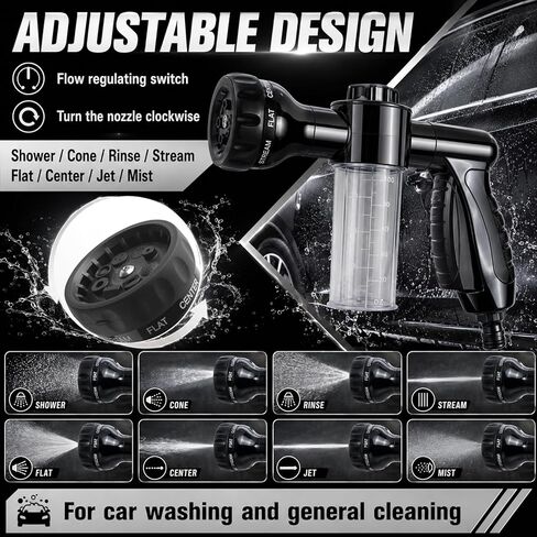 Car Wash Foam Gun,High Pressure Foam Cannon for Hose with 8 Adjustable Watering Patterns & Non-Slip Handle,Multipurpose Cars Wash Sprayer as Car Cleaning Tools for Truck,SUV in Saudi Arabia
