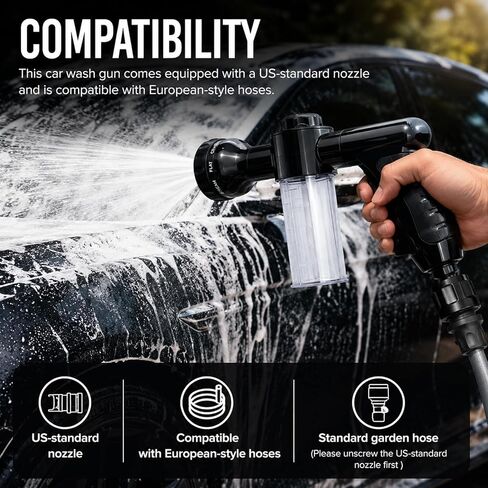 Car Wash Foam Gun,High Pressure Foam Cannon for Hose with 8 Adjustable Watering Patterns & Non-Slip Handle,Multipurpose Cars Wash Sprayer as Car Cleaning Tools for Truck,SUV in Saudi Arabia