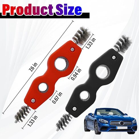2PCS Car Battery Terminal Cleaning Brush, 4 in 1 Anti-Rust Auto Battery Cleaner with Steel Wire, Battery Terminals Machine Parts Cleaning Tool for Plumbing Installation Soldering Brazing (Black+Red) in Saudi Arabia