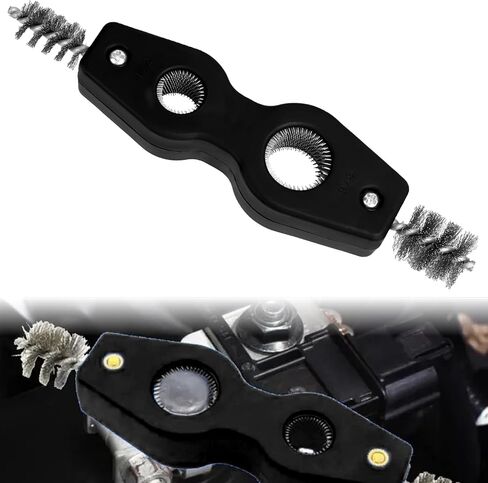 2PCS Car Battery Terminal Cleaning Brush, 4 in 1 Anti-Rust Auto Battery Cleaner with Steel Wire, Battery Terminals Machine Parts Cleaning Tool for Plumbing Installation Soldering Brazing (Black+Red) in Saudi Arabia