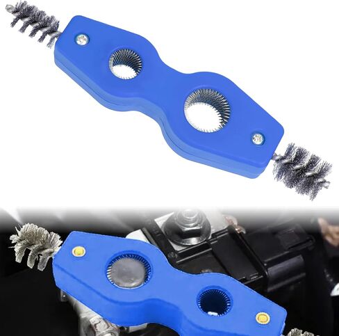 2PCS Car Battery Terminal Cleaning Brush, 4 in 1 Anti-Rust Auto Battery Cleaner with Steel Wire, Battery Terminals Machine Parts Cleaning Tool for Plumbing Installation Soldering Brazing (Black+Red) in Saudi Arabia