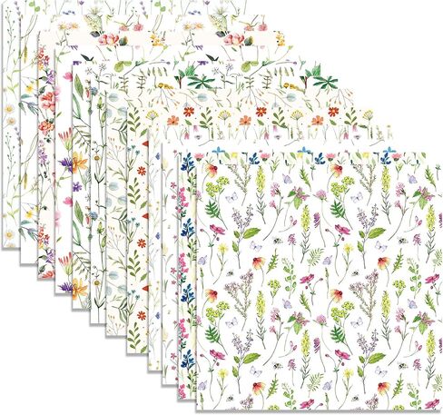 24 Sheets Spring Floral Scrapbook Paper, Flower Decorative Craft Folded Flat for Birthday Wedding Card Making Photo Album Decor, 12'' x 12'' in Saudi Arabia