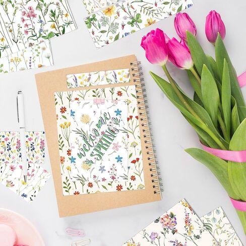 24 Sheets Spring Floral Scrapbook Paper, Flower Decorative Craft Folded Flat for Birthday Wedding Card Making Photo Album Decor, 12'' x 12'' in Saudi Arabia
