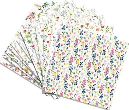 24 Sheets Spring Floral Scrapbook Paper, Flower Decorative Craft Folded Flat for Birthday Wedding Card Making Photo Album Decor, 12'' x 12'' in Saudi Arabia