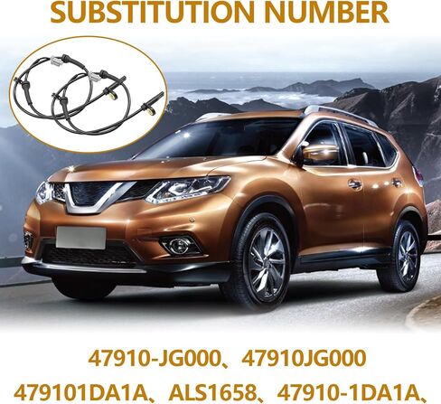 Front Left and Right ABS Wheel Speed Sensors Compatible with Nissan 2008-2012 X-Trail, 2008-2013 Rogue, 2014-2015 Rogue Select Replaces 47910-1DA1A ALS1658 47910-JG000 2 Pcs in Kuwait