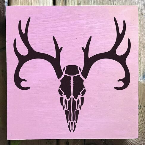 Stencil1 Deer Skull Stencil - اصنع حرفًا يدوية وديكور جمجمة الغزلان استنسل مايلر - استنسل قابل لإعادة الاستخدام للرسم والحرف اليدوية والديكورات مقاس 5.75 بوصة × 6 بوصة in Kuwait