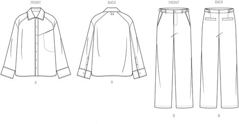 قميص Vogue V2142AA للرجال ذو أكتاف منسدلة وسروال مستقيم مناسب، رمز التصميم V2142، المقاسات 34-36-38-40-42 in Kuwait