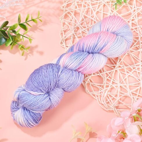 295.2 Yards 1 Skein 2mm Wide Fluffy Rainbow Yarn for Crocheting,Hand Knitting Threads Crochet Kit for Beginners,80% Wool 20% Acrylic Fiber Yarns for Sweater Scarf Needlework Craft,Purple in Saudi Arabia