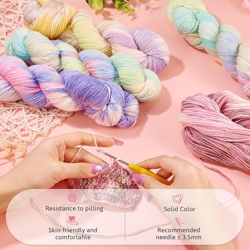 295.2 Yards 1 Skein 2mm Wide Fluffy Rainbow Yarn for Crocheting,Hand Knitting Threads Crochet Kit for Beginners,80% Wool 20% Acrylic Fiber Yarns for Sweater Scarf Needlework Craft,Purple in Saudi Arabia