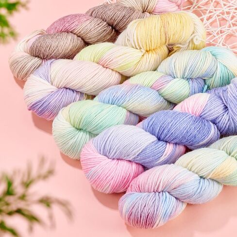295.2 Yards 1 Skein 2mm Wide Fluffy Rainbow Yarn for Crocheting,Hand Knitting Threads Crochet Kit for Beginners,80% Wool 20% Acrylic Fiber Yarns for Sweater Scarf Needlework Craft,Purple in Saudi Arabia