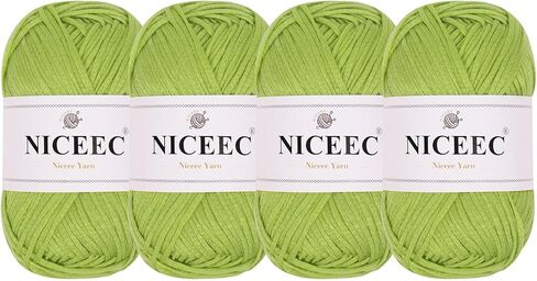 NICEEC 4 Skeins Soft Tube Yarn, 100% Acrylic, Easy Crochet & Knitting, Beginner Friendly, DIY Craft Yarn - Beige in Kuwait