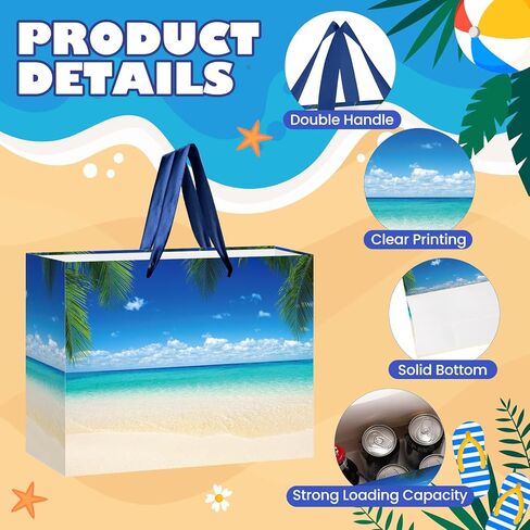 Summer Beach Gift Bag Tropical Beach Birthday Gift Wrapping Paper Bag with Tissue Paper Card Blue Ocean Pool Party Favors Bag for Women Men Holiday Wedding Luau Aloha Party Supplies Decorations in Kuwait