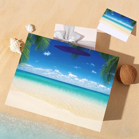 Summer Beach Gift Bag Tropical Beach Birthday Gift Wrapping Paper Bag with Tissue Paper Card Blue Ocean Pool Party Favors Bag for Women Men Holiday Wedding Luau Aloha Party Supplies Decorations in Kuwait