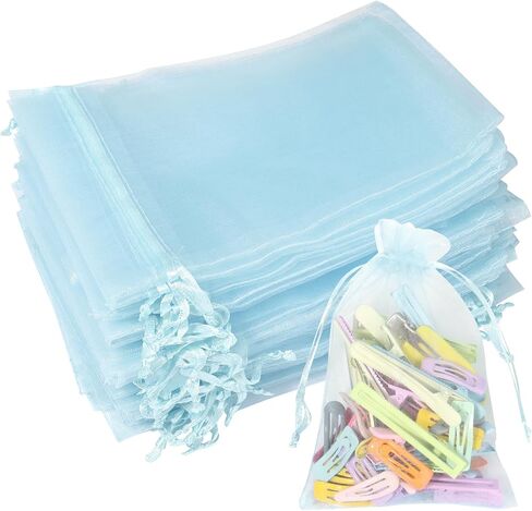 Partyeah 50Pcs Organza Bags 4x6 Inch Small Jewelry Mesh sachet Bags Drawstring for Wedding Candy Organza Gift Bags(White) in Saudi Arabia