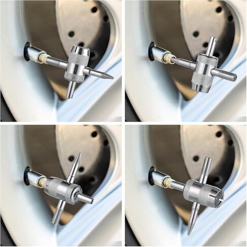 2 قطعة 4-Way Valve Core Tool 4-in-1 الإطارات صمام الجذعية أداة الإطارات صمامات إزالة أدوات الإطارات صمامات الجذعية بولير إصلاح المثبت أدوات للدراجات دراجة سيارة سيارة دراجة نارية in Kuwait