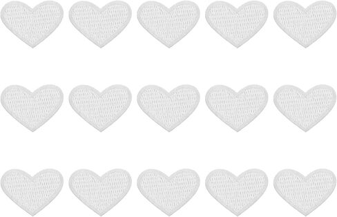 MECCANIXITY 15Pcs Heart Iron on Patches White Embroidered Applique Sew on Patches for DIY Crafts Clothing Repairing Bag Hat Decoration, 0.98Inch in Kuwait