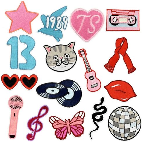 16 pcs Music Singer Iron/Sew on Patches, Musician Fashion Embroidered Applique, Cool Cute Decoration Stickers for Clothing, Bags, Hats, Jackets, Jeans, Accessory Craft, DIY Decoration in Kuwait
