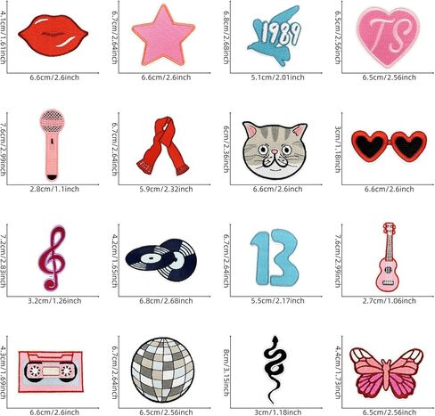 16 pcs Music Singer Iron/Sew on Patches, Musician Fashion Embroidered Applique, Cool Cute Decoration Stickers for Clothing, Bags, Hats, Jackets, Jeans, Accessory Craft, DIY Decoration in Kuwait