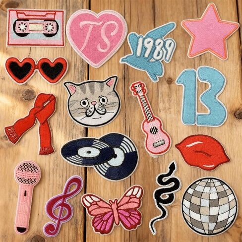 16 pcs Music Singer Iron/Sew on Patches, Musician Fashion Embroidered Applique, Cool Cute Decoration Stickers for Clothing, Bags, Hats, Jackets, Jeans, Accessory Craft, DIY Decoration in Kuwait