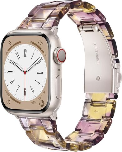 Resin Watch Band Compatible with Apple Watch Band for Women 38mm 40mm 41mm Tortoise Metal Buckle Wristband Bracelet Strap for iWatch Series 10 9 8 7 6 5 4 3 2 1 SE (Black Floral) in Saudi Arabia
