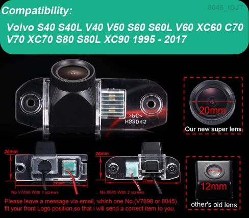 HD Auto IP68 1280Pixels 20MM Lens 170° License Plate Light Rear View Reversing Backup Camera Parking Aids System Compatible with Volvo S40 S40L V40 V50 S60 S60L V60 XC60 C70 V70 XC70 S80 S80L XC90 in Saudi Arabia