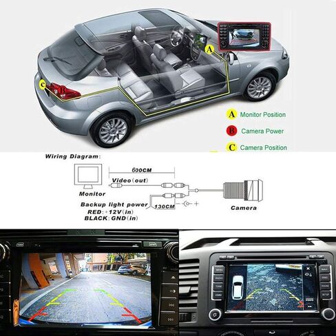 HD Auto IP68 1280Pixels 20MM Lens 170° License Plate Light Rear View Reversing Backup Camera Parking Aids System Compatible with Volvo S40 S40L V40 V50 S60 S60L V60 XC60 C70 V70 XC70 S80 S80L XC90 in Saudi Arabia