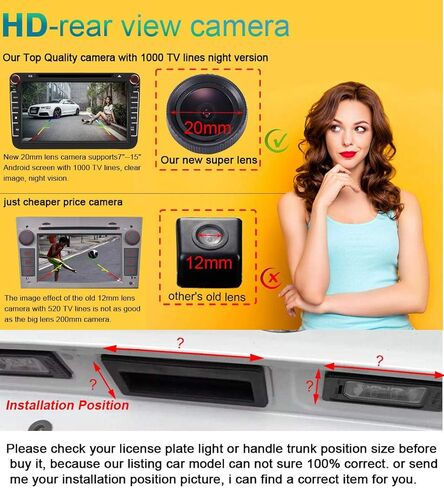 HD Auto IP68 1280Pixels 20MM Lens 170° License Plate Light Rear View Reversing Backup Camera Parking Aids System Compatible with Volvo S40 S40L V40 V50 S60 S60L V60 XC60 C70 V70 XC70 S80 S80L XC90 in Saudi Arabia