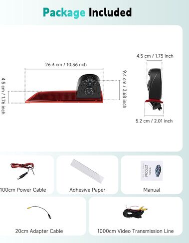 Dual Lens Brake Light Backup Camera for Ford Transit 2012-2015, High Mount Third Brake Light Rear View Camera, OEM Replacement Reverse Parking Camera with Night Vision, Wide Angle, IP67 Waterproof in Saudi Arabia