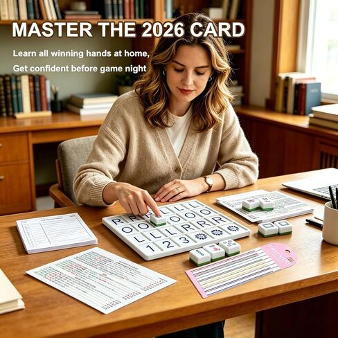 Solo Mahjong Board Practice with 160 Line Reader Strips – Mahjong Trainer with Charleston Guide & 24 Slots for 2026 Card, Accessories and Gifts for Single Player Beginners & Pros in Saudi Arabia