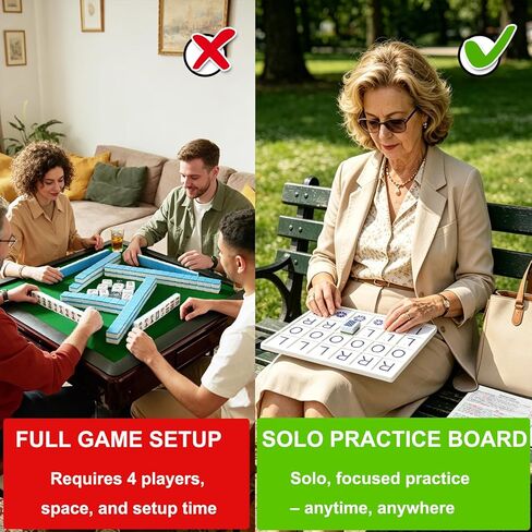 Solo Mahjong Board Practice with 160 Line Reader Strips – Mahjong Trainer with Charleston Guide & 24 Slots for 2026 Card, Accessories and Gifts for Single Player Beginners & Pros in Saudi Arabia