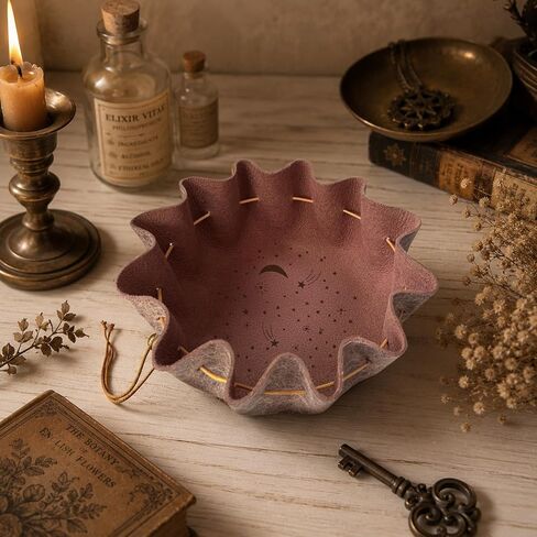 Leather Dice Tray with Moon Star Printed, 2-in-1 Collapsible Dice Rolling Tray & Drawstring Pouch, Portable Dice Bag for Tabletop Games, Rune Crystal Holder & Jewelry Storage in Saudi Arabia