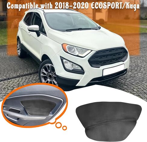 غطاء مسند ذراع من ألواح الأبواب الجلدية متوافق مع Ford Ecosport Kuga 2018-2020، مسند ذراع باب السيارة يستبدل تنجيد الجلد بأداة التثبيت، أمامي وخلفي، مضاد للخدش، أسود (4 قطع) in Kuwait