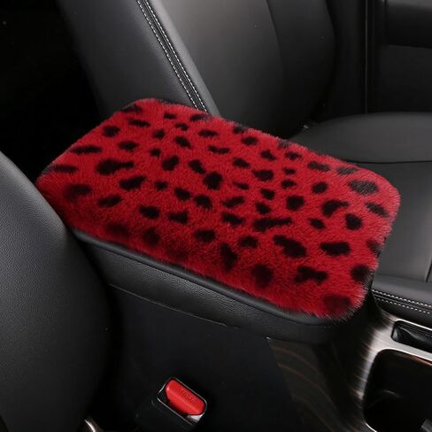 Fluffy Cheetah Print Arm Rest Cover for Car Leopard Center Console Cover Middle Console Pad for SUV Car Accessories in Kuwait