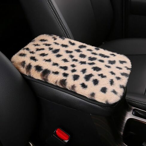 Fluffy Cheetah Print Arm Rest Cover for Car Leopard Center Console Cover Middle Console Pad for SUV Car Accessories in Kuwait