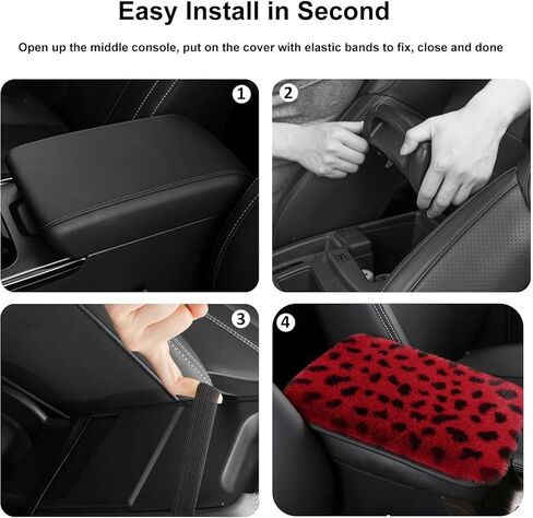 Fluffy Cheetah Print Arm Rest Cover for Car Leopard Center Console Cover Middle Console Pad for SUV Car Accessories in Kuwait