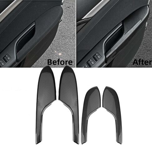 ATAIRSOFT Interior Door Armrest Panel Decorative Trim Carbon Fiber Style Glass Lift Rear Armrest Fits for Honda Civic 10th Gen 2016 2017 2018 2019 2020 2021 Interior Accessories in Kuwait