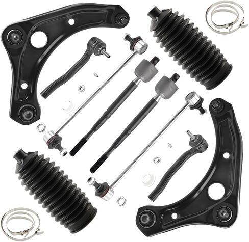Front Lower Control Arm w/Ball Sway Bar Tie Rod Suspension Kit Compatible with Nissan Versa 2012-2019/ Versa Note 2014-2019, Micra 2015-2019 [Replace#K621577, K621576, K750098, EV800862] in Kuwait