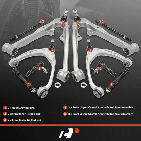 A-Premium 10Pcs Front Suspension Kit, Upper Lower Control Arm, Sway Bar Link, Inner Outer Tie Rod End, Compatible with Chevy Silverado 1500 Tahoe Suburban & GMC Sierra 1500 Yukon & Cadillac Escalade in Kuwait