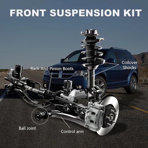 12Pcs Professional Suspension Kit Front Lower Control Arms Ball Joints Sway Bar Tie Rod End Link Rack & Pinion Boots Replacement for 2009-2020 Dodge Journey K641333 K641334 in Kuwait