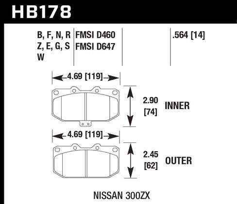 وسادات فرامل هوك بيرفورمانس HB178N.564 HP Plus كروس ستريت/موتورسبورت in Kuwait