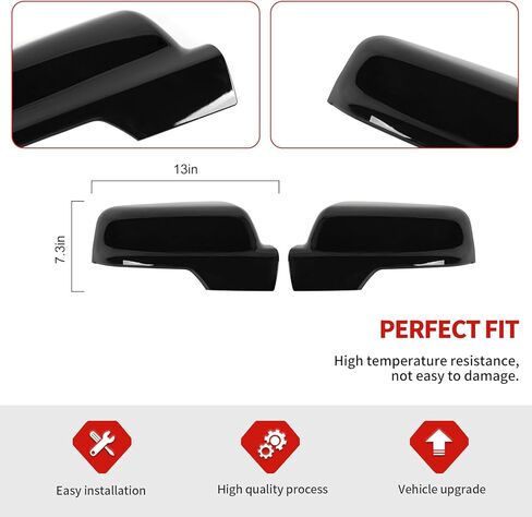 Jimen Compatible with Dodge Ram 2018-2024, Car Outside Door Mirror Caps Rearview Mirror Cover Trim (Black) in Kuwait